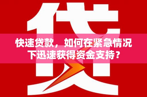 龙凤快速贷款，如何在紧急情况下迅速获得资金支持？