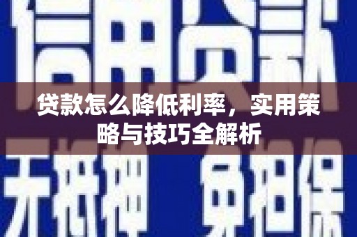 龙凤贷款怎么降低利率，实用策略与技巧全解析